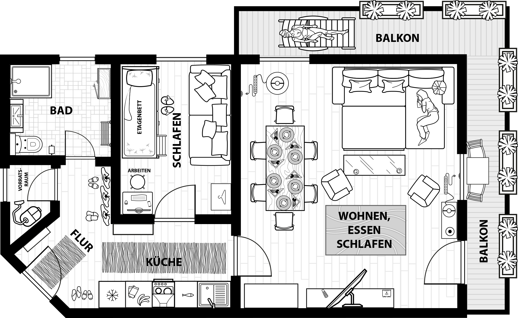 Ferienwohnung Hauzenberg Grundriss